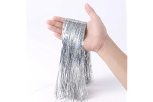 JXITON 3000pcs Christmas Icicle Tinsel,18in Silver Foil Fringe Tinsel Strand Icicle Tinsel Christmas Tree Tinsel for Christmas Holiday Decor Birthday Supplies
