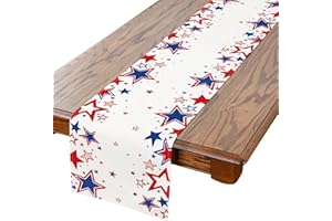 Siilues 4th of July Table Runner, Memorial Day Deocr Vintage 4th of July Decorations for Home Star Patriotic Table Runner Independence Day Indoor Outdoor Party Table Decorations (13'' x 72'')