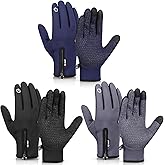 Zhanmai 3 Pairs Winter Warm Gloves Touch Screen Water Repellent Ski Gloves Anti Slip Windproof Thermal for Men Women Running Hiking