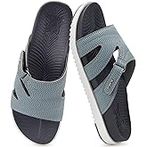 KuaiLu Womens Dressy Orthopedic Sandals Lightweight Cushion Foam Slides Sport Recovery Walking Slippers with Plantar Fasciitis Arch Support