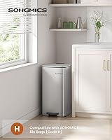 SONGMICS 8-Gallon Stainless Steel Pedal Bin with Inner Bucket LTB593E01 view 2