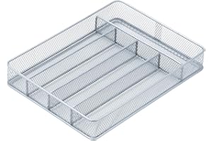 Honey-Can-Do International KCH-02154 Steel Mesh 5-Compartment Cutlery Utensil Organizer, Silver