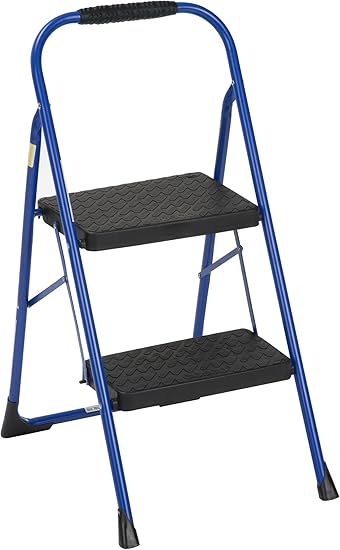 Amazon Com Cosco 11308swb1e Two Blue Three Big Folding Step Stool With Rubber Hand Grip Home Improvement