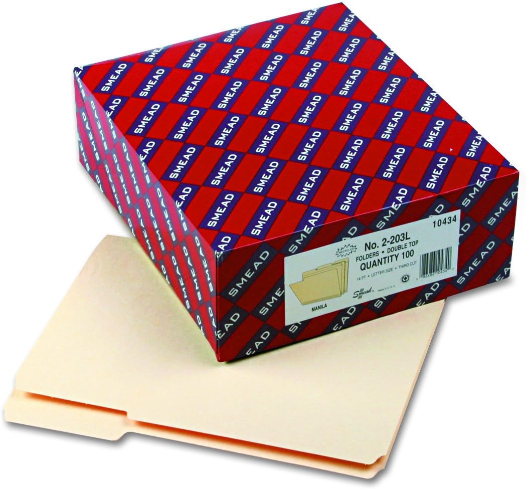 Smead Heavyweight File Folder, Reinforced 1/3-Cut Tab, Letter Size, Manila, 100 Per Box (10434) : Office Products