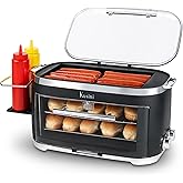 Kusini Hot Dog Roller Grill &amp; Toaster Oven - Holds 8 Hot Dogs &amp; 8 Buns, keep warm Option &amp; Condiment Holder - Kitchen Appliance Hot Dog Cooker Machine - Hosting Party Essential, Unique Gifts Idea