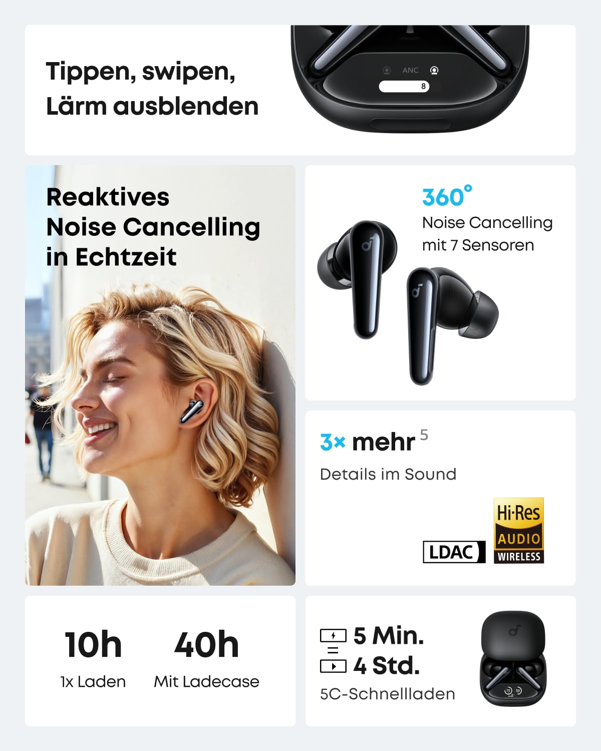 soundcore by Anker Liberty 4 Pro, Kabellose Noise Cancelling Kopfhörer 6