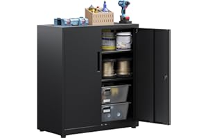 HOMSTEEL Metal Storage Cabinet, Garage Cabinet, 36" H Office Cabinet with Locking Doors and Adjustable Shelves, for Office, Garage and Utility Room, Black