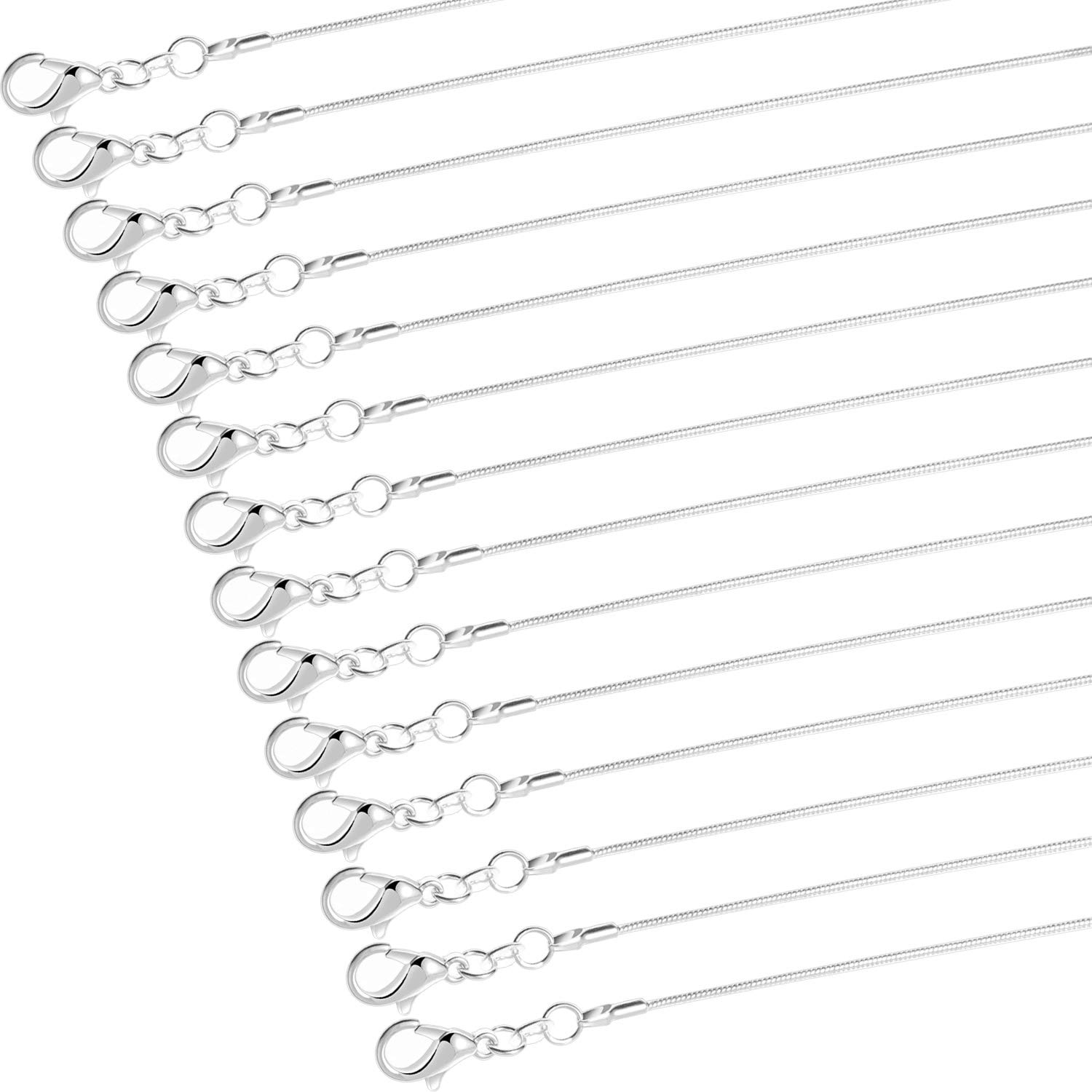 PAXCOO 30 Pack Silver Plated Snake Chains for Jewelry Making, 1.2 mm (22 Inches)