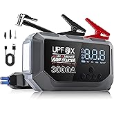 3000A Jump Starter with Air Compressor 12V, 44.4Wh Portable Car Jump Starter for 8.0L Gas & 6.0L Diesel Engines, 150PSI Tire Inflator with LED Display, Emergency Jump Box with Jumper Cables