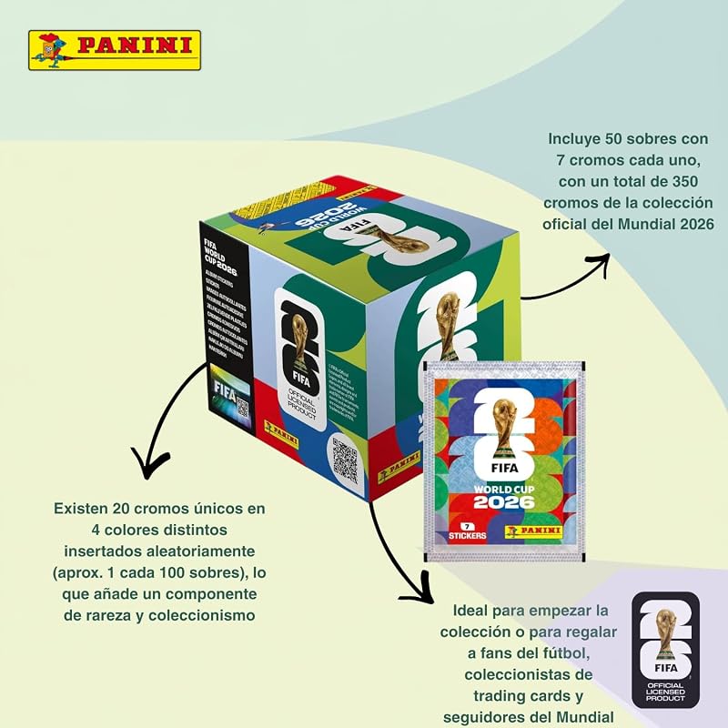 - FIFA World Cup 2026 Colección Oficial Cromos Caja 50 sobres - Cromos Mundial 2026 - Colección Oficial Panini