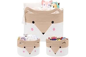 AXHOP Large Baby Basket Toy Storage 3 Pack, (20"x13.8") Woven Baby Laundry Basket, Stuffed Animal Storage.