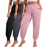 Sweetyweee 3 Pack Women Plus Size Yoga Joggers Lounge Sweatpants Lightweight Casual Jogger Running Workout Pant with Pockets