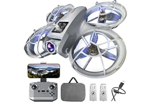 WHEAT RUN Drone with Camera - RC Quadcopter for Kids & Adults Beginners, with One Key Takeoff/Landing, Altitude Hold, Headless Mode, 3D Flip & Trajectory Flight, 3-Speed Mode, 2 Rechargeable Batteries & Carrying Case, Gray