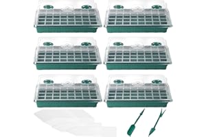 YOUEON 6 Pcs Green Seed Starter Tray with Dome and Base, 240 Cells Total Tray, Plant Germination Trays, Seed Starter Kit