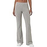 Womens Casual High Waist Flare Lounge Pants Stretchy Modal Bootcut Workout Trousers with Pockets