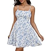 Floerns Women's Swiss Dots Sleeveless Ruched Bust Ruffle Hem Cami Short Dress