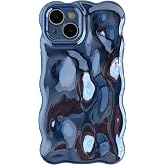 Caseative for iPhone 14 Case, Electroplated Blue | Water Ripple Wave Meteorite Bubble Pattern Chrome Plating Electroplated Candy Color Soft