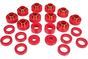 Prothane 1-103 Red Body Mount Bushing Kit for CJ5, CJ7, CJ8, YJ and TJ - 22 Piece