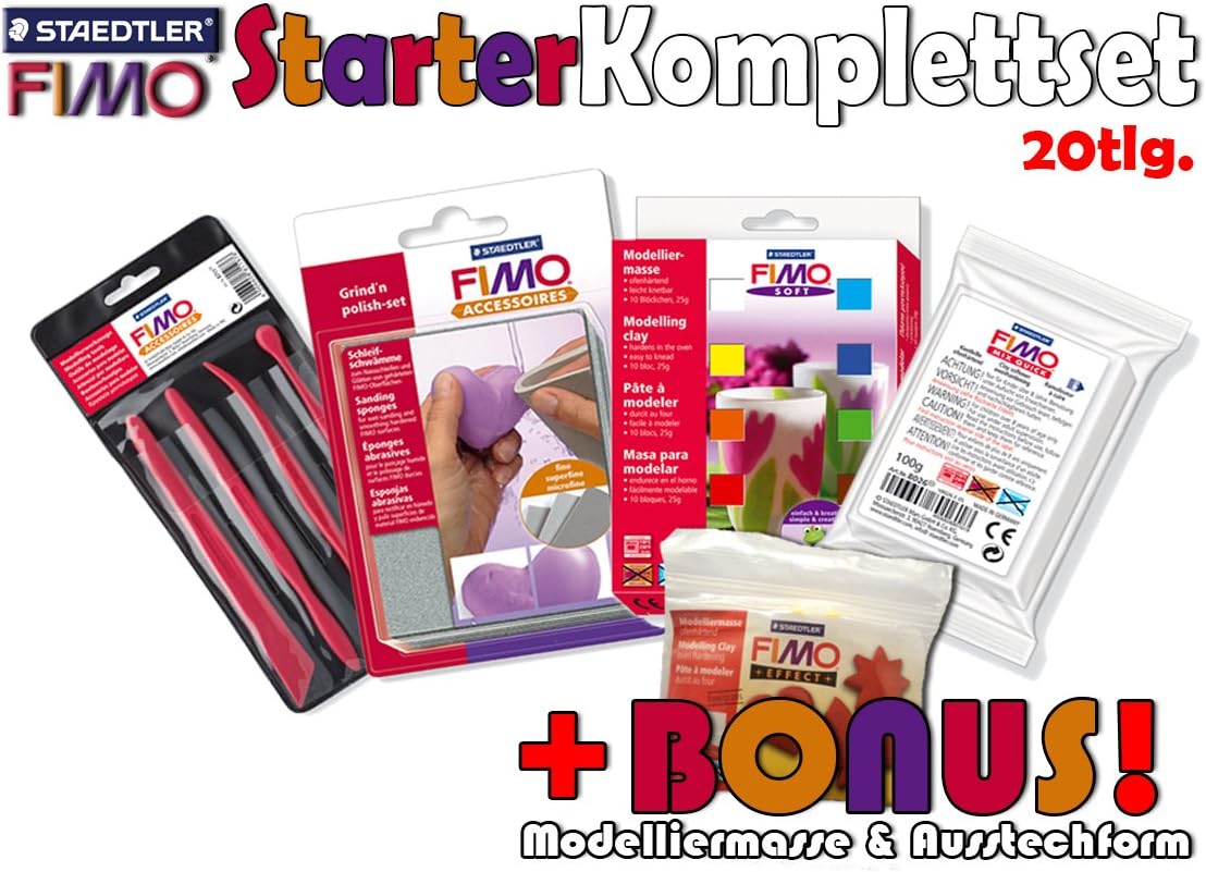 Staedtler Fimo Soft Modelling Starter Set Set of 20 with Modelling Clay / Cutter