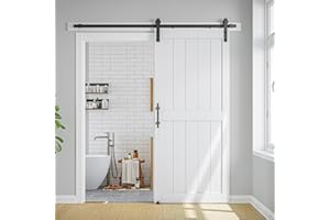 LDB_BUILDING 32 x 80 in Manufactured Paneled Wood Barn Door with Installation Hardware