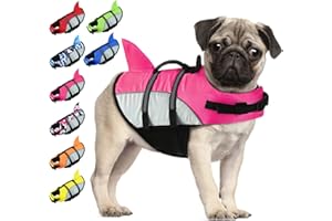 ALAGIRLS Dog Life Jacket Ripstop Pet Life Safety Vest for Swimming Beach, Dog Swimming Vest with Reflective Stripes, Dog Shark Life Jackets Pet Water Flotation Vest, Upgraded-Pink M