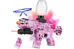 MULTFORD Electric Gel Ball Blaster, Manual & Automatic Gel Ball, Rechargeable Splatter Ball Blaster for Outdoor Activities Team Game for Adult and 18+ （Pink）