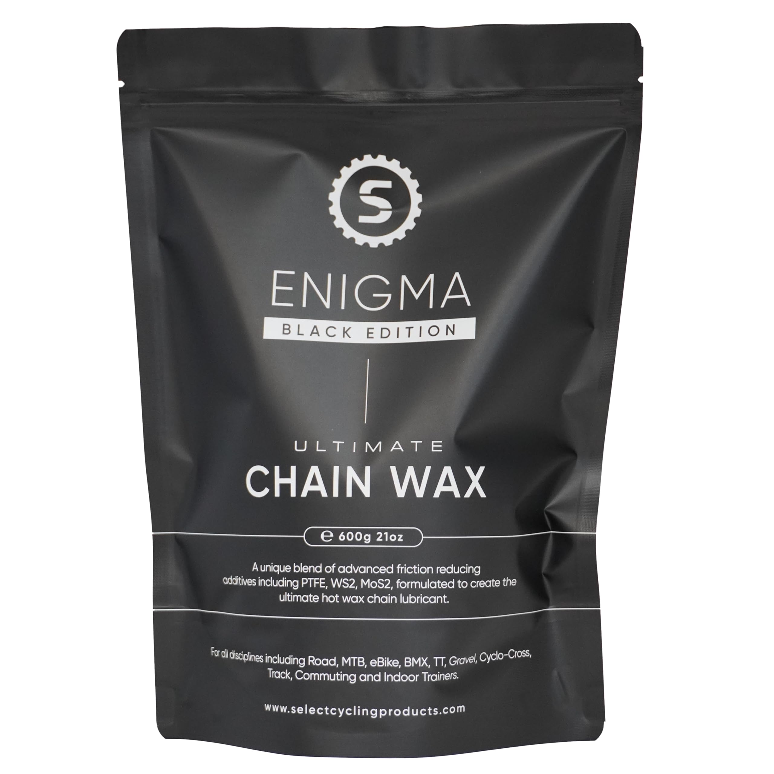 Enigma Ultimate Chain Wax - Black Edition 600g, | Hot Melt Bike Chain Wax | Ultra Low Friction Formula including PTFE MoS2 WS2 | The Best Chain Lubrication On The Market |