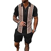JUDFPIE Men's shorts suit two-piece polo shirt fashion summer sports casual suit men's 1/4 zipper short sleeve
