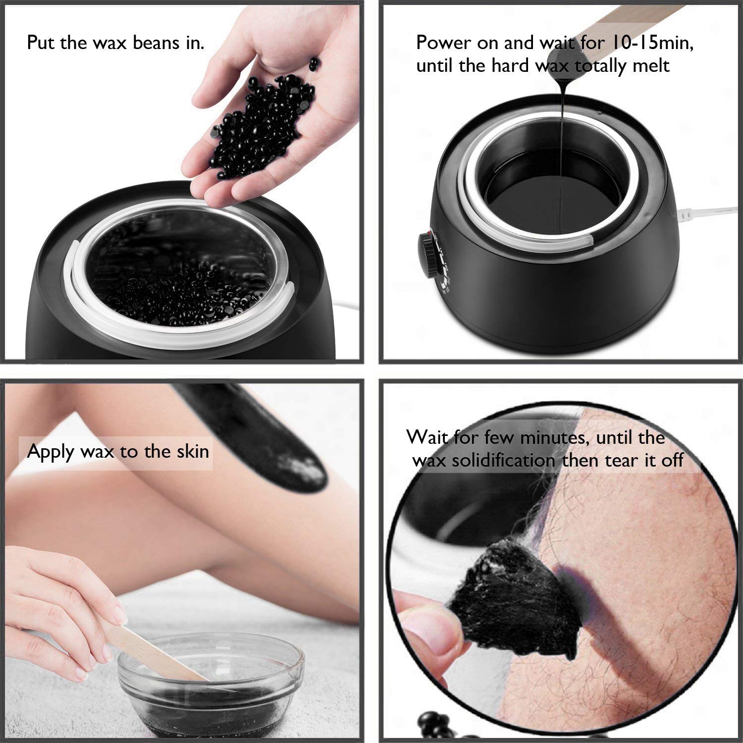 Wax Warmer Hair Removal Kit, Professional Wax Heater Pot