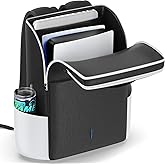 Backpack for PS5/ Slim/ Pro Console, Full Protection PS5 Carrying Case Travel Bag, Large Capacity PS 5 Storage Bag for Dual Controllers, PS Portal, Laptop, Game Cards, PS 5 Backpack with 3 Cable Pouch