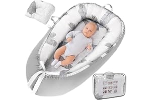 ALENED Baby Lounger Pillow for Newborn 0-24 Months, Portable Infant Lounge Cover in Floor for Boy Toddler, Grey Organic Cozy Babies Pillows Nest for New Born Travel Essential
