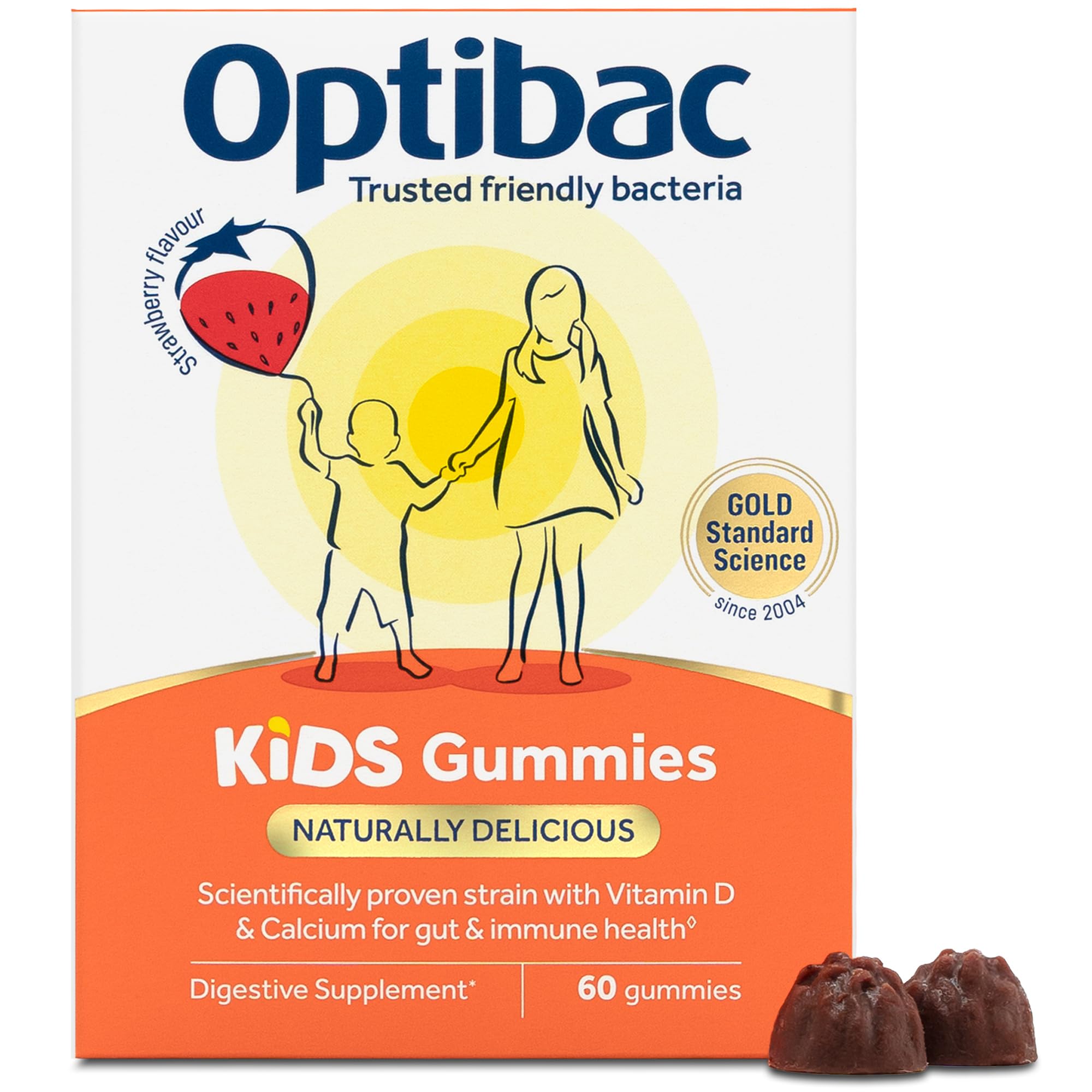 Optibac Probiotics Kids Probiotic Gummies - Vitamin D & Calcium for Immune Support & Gut Health - Most Trusted By Parents - 60 Vegan Gummies