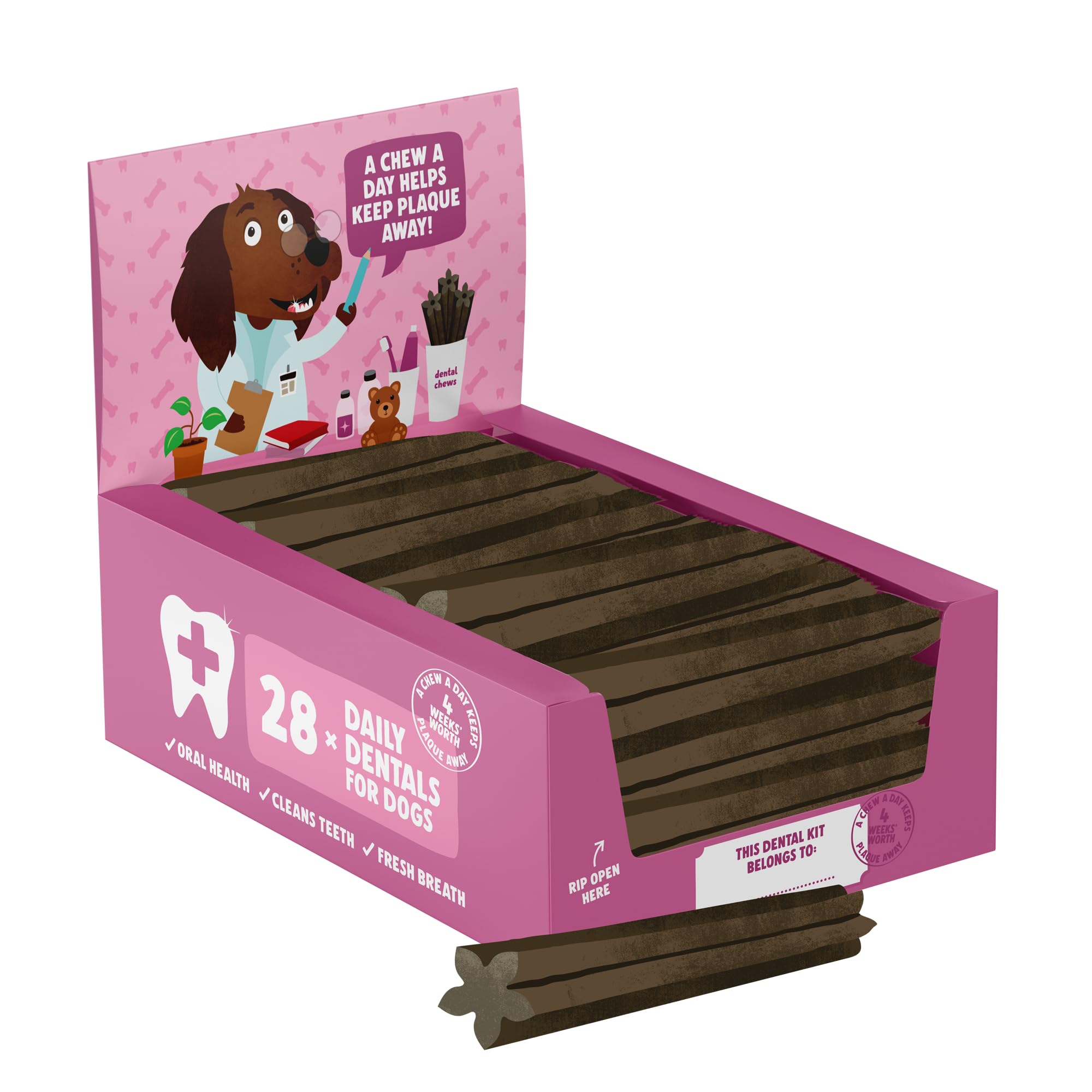 Denzel's Dog Dental Sticks - Dental Chews for Small Dogs & Puppy - Salmon & Spearmint (Pack of 28)