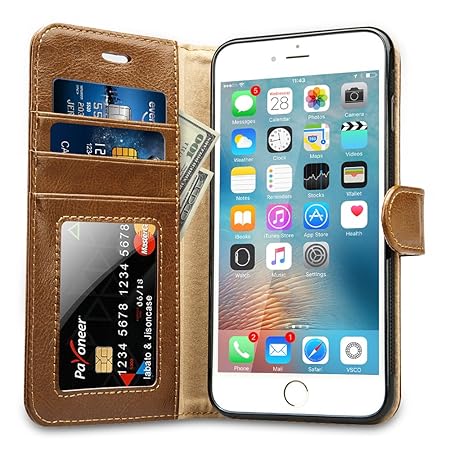 Labato Handytasche für iPhone 6 Plus/ 6s Plus Schutzhülle aus Echt Leder Bookstyle Hülle für i Phone 6 Plus, Zubehör für iPho