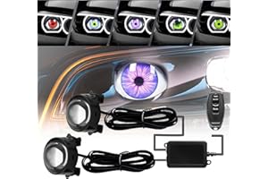 spnanma Demon Eye Headlights for Cars and Motorcycles, 2PCS LED Dynamic Devil Eyes Light Kit with HD Lens, 6 Animated Eye Pat