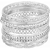 Nexoluxa Bangle Bracelets for Women Gold Bracelet Stack Stackable Indian Boho Chunky Silver Bangles Jewelry Sets for Women