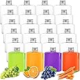 Elsjoy 24 Pack Plastic Juice Bottles, 8.5 Oz Clear Liquor Bottle Flat Slim Beverage Container with Aluminum Cap, Portable Water Flask for Drinks, Milk, Tea, Alcohol, Leak Proof