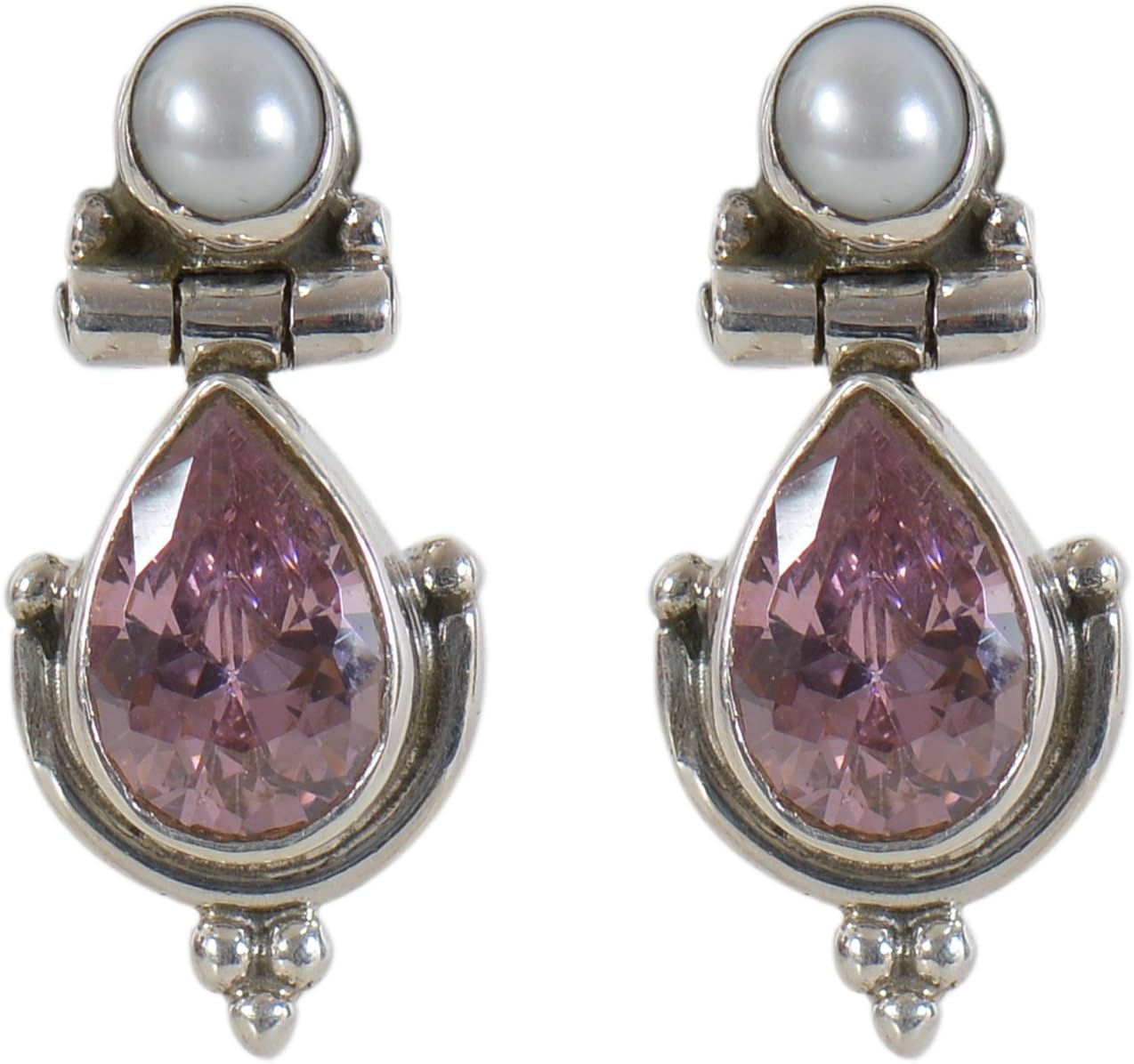 Silverwala 925-92.5 Sterling Silver Pearl, Ruby, Cubic Zirconia, Onyx, Emerald Stone Stud Fashion Earring for Women and GirlS