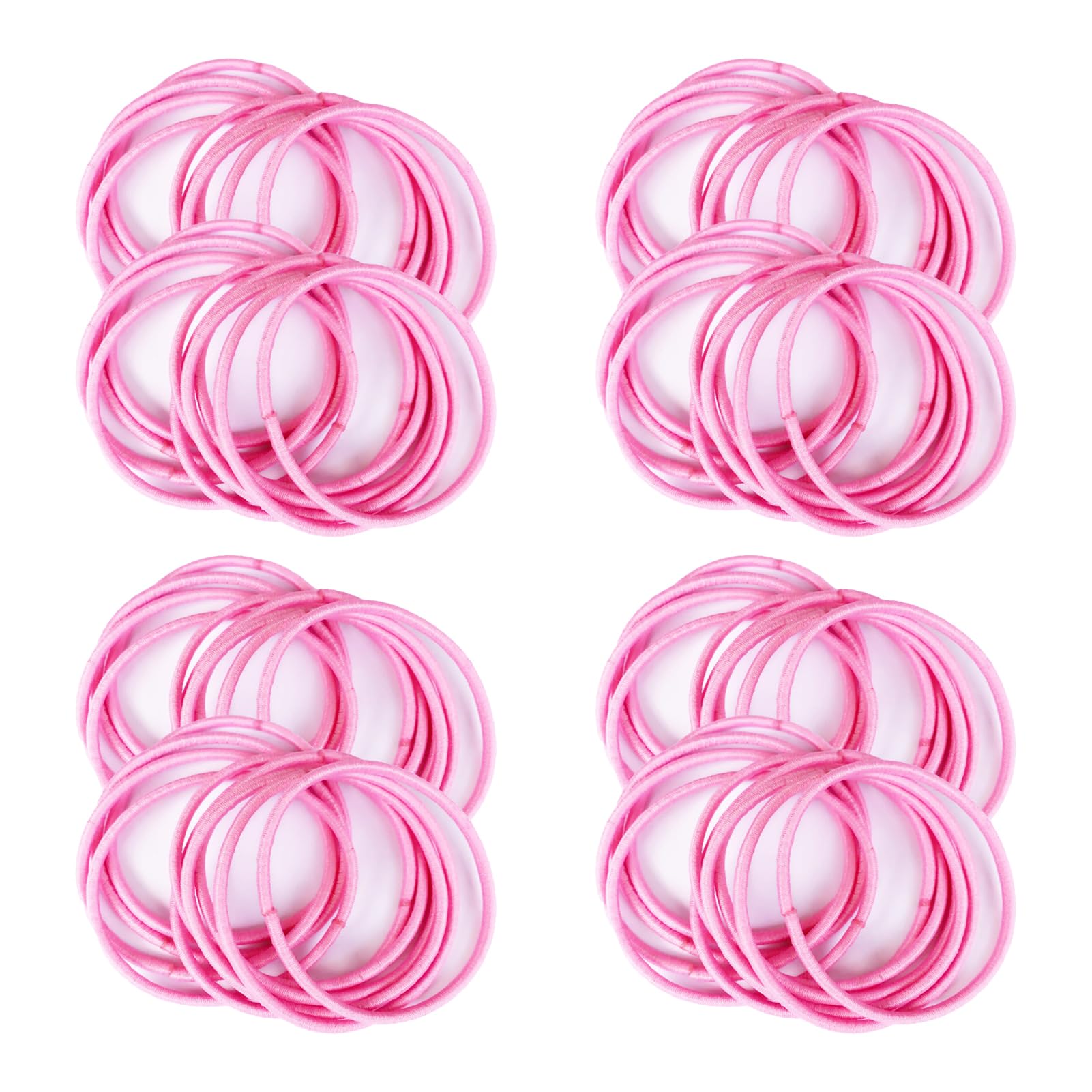 100 PCS Elastic Hair Bands, 2mm Thin Hair Bobbles Seamless Ponytail Holders for Fine Hair, Strong Small Bulk Hair Ties No Metal Gentle Elastics No Damage Snag Free for Women Girls Kids (Pink)