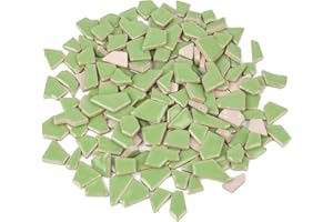 Youway Style Green Mosaic Tiles for Crafts Bulk,200g Broken Tiles Pieces for Mosaic Craft Supplies, Ideal for Mosaic Craft Projects and Mosaic Outdoor Decor(Grass Green)