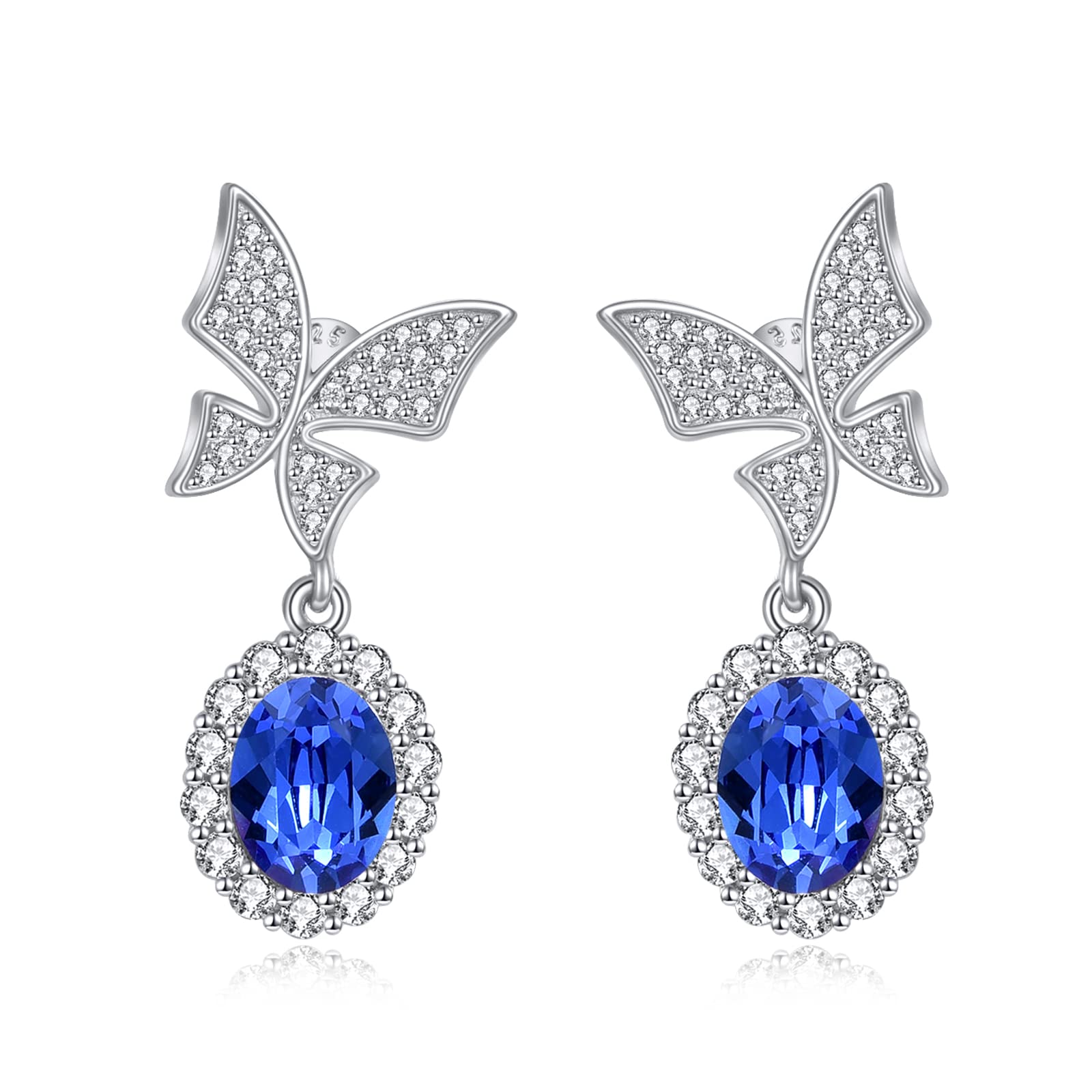 YFN Butterfly Earrings Sterling Silver Butterfly Dangle Drop Earrings Jewellery Gifts for Women