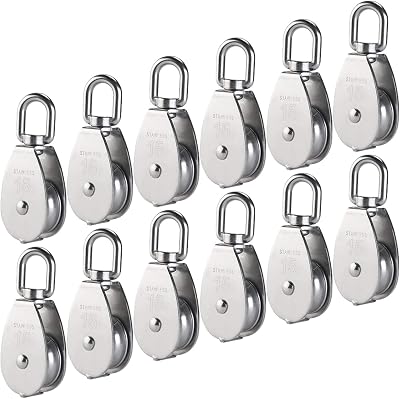 MERYSAN M15 Single Pulley Block 12Pcs 304 Stainless Steel Swivel Lifting Rope