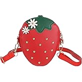 YBEATY Cute Strawberry Purse with Rivets Crossbody Shoulder Bag Fruit Shaped Handbag Clutch Small Coin Pouch Wallet Birthday Gift Shoulder Bag for Little Girls (Red)
