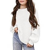 Haloumoning Girls Sweaters Long Sleeve Crewneck Pullover Jumper Cute Winter Knit Blouse Tops 7-14 Years
