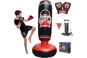 AGITVPS Inflatable Punching Bag Set, 66" Punching Bag for Boys & Girls Aged 8-12 with Kids Boxing Gloves, Super Air Pump | Suitable for Children's Daily Exercise, Happy Family Time