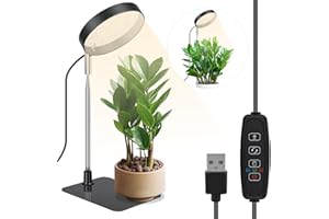 Grow Light for Indoor Plant, 48 LED Full Spectrum Grow Light, Growing Lamp with Stand, 3/9/12H Timer, 6.7-24 in Height Adjust