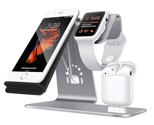 title=Bestand [3 in 1] Banco iWatch Apple in Alluminio, Basamento di Ricarica Airpods,