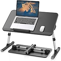 SAIJI Leather Lap Desk Laptop Bed Tray Table, Adjustable Laptop Stand for Bed, Portable Lightweight Standing Desk for Writing