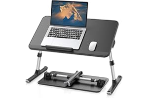 SAIJI Leather Lap Desk Laptop Bed Tray Table, Adjustable Laptop Stand for Bed, Portable Lightweight Standing Desk for Writing