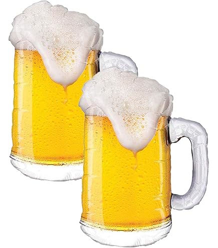 Morndew 5-Piece Birthday Foil Balloons - Star & Beer Mug Cheers Party Decorations